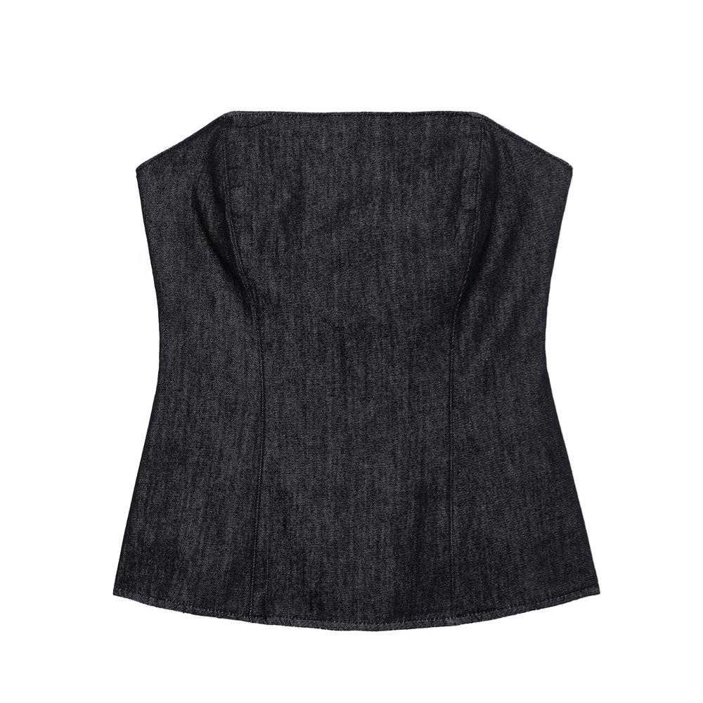 

2025 Spring Women s Slim Denim Bustier Top Medium