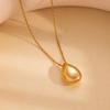 European-American Style 3D Star & Water Drop Oval Stainless Steel Heart Necklace for Women