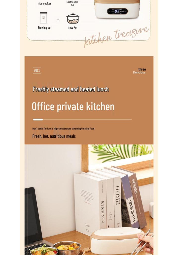 Smart Electric Heated Lunch Box: Portable, Self-Heating, Steaming, Ideal for Office Workers, Keeps Meals Warm, Easy to Carry Bento Solution.