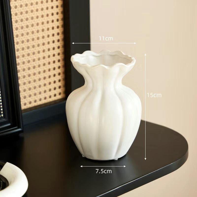 French Creative Ceramic Vase Cream Wind Ornament Living Room Flower Arrangement Water Flower Home Dining Table Decoration