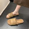 Celebrytka internetowa Mao Mao kapcie damskie modne noszenie 2025 jesień i zima nowe retro miękkie płaskie dno domowe leniwe bawełniane mopki jednosłowne