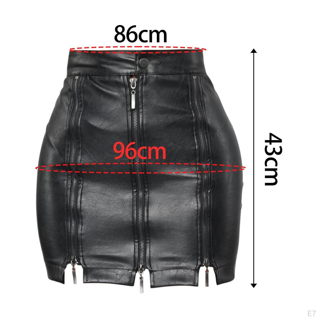 Casual Women PU Leather Skirt Clothes High Waisted Dress Y2K Black Pencil Bodycon for Girl