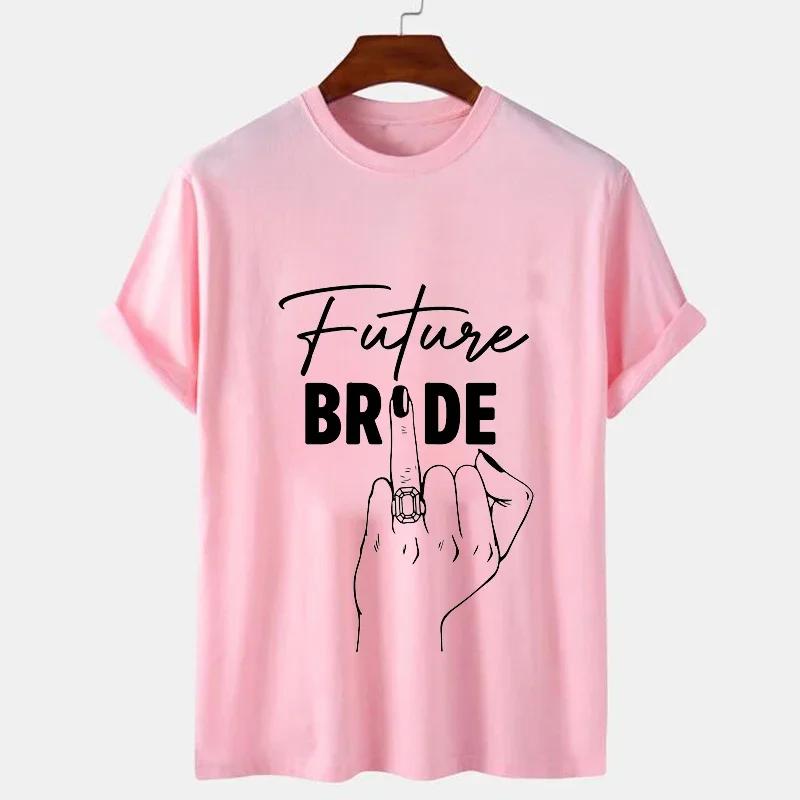 Summer Top Woman Clothing Future Bride Wedding Bachelorette T-shirt Short Sleeve Bride Ring Finger Bride Team Wedding Party Tees
