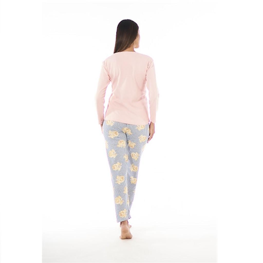 Estiva Kariertes Kragenmuster Langarm Damen Pyjama Set