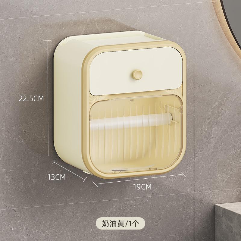 Wall mounted tissue holder roll paper holder paper drawer toilet tissue box non perforated storage rack bathroom accessories