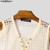 INCERUN Men Sleeveless Lace-up Bandage Hollow Out Casual Tank Tops
