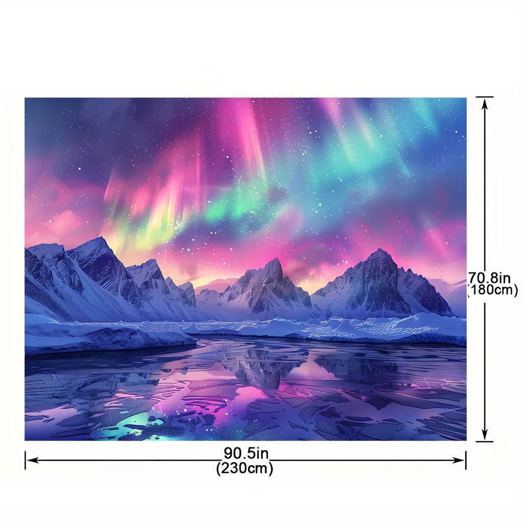Northern Lights Background Arctic Snow Mountain and Northern Lights Scene Spring and Summer Holiday Decoration