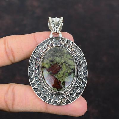 Dragon Bloodstone Pendant Very Pretty Gemstone Pendant 925 Sterling Silver Pendant Vintage Jewelry Handmade Brand New Pendant Gift For Women