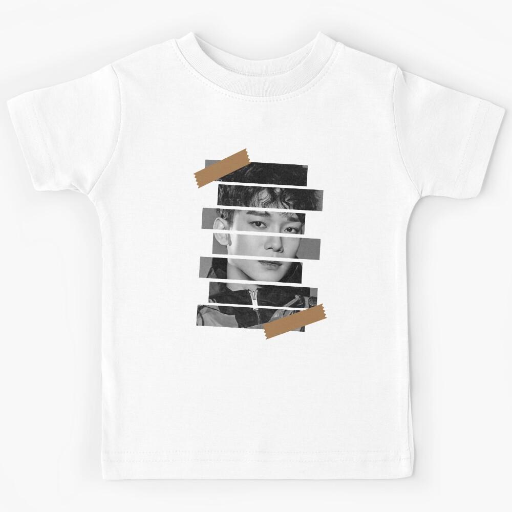 Kim Jong Dae EXO Chen Korean Kpop Monochrome Stripe Design Kids T-Shirt 170