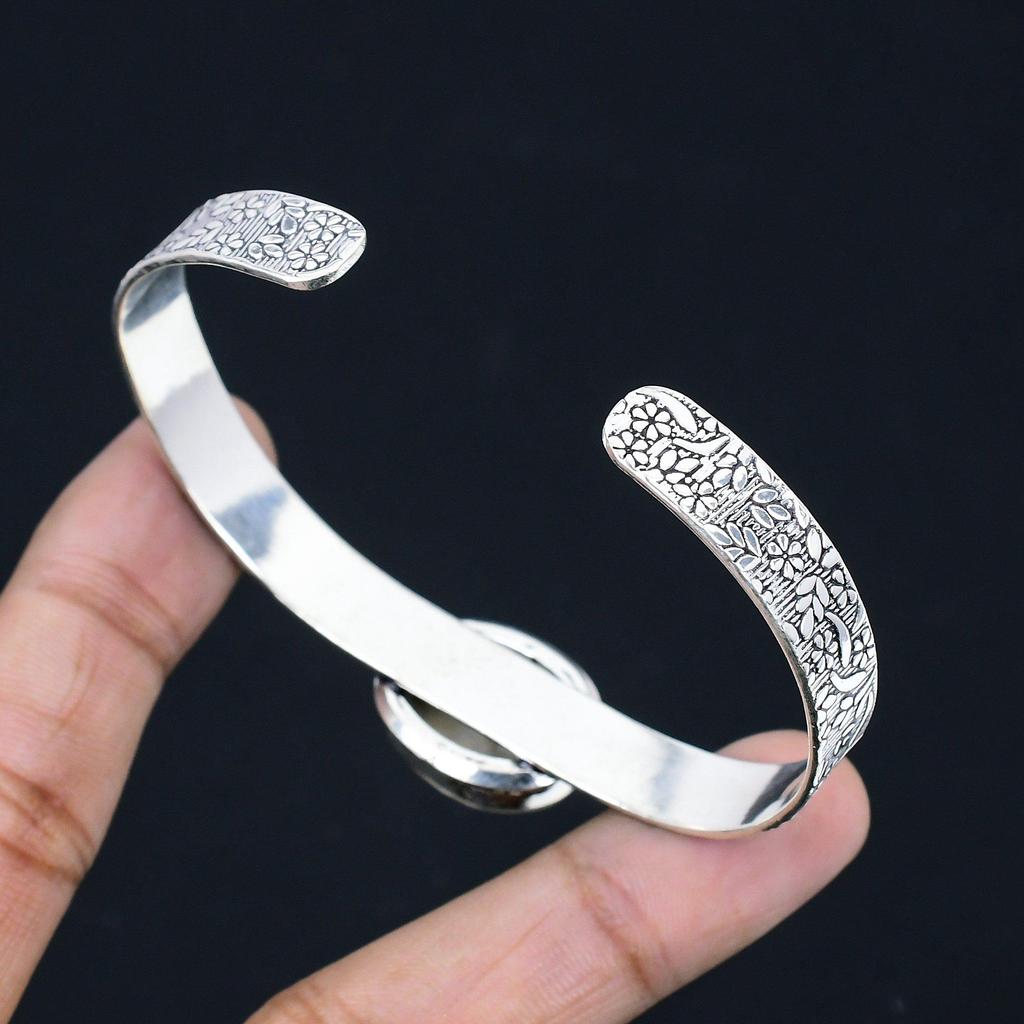 Oval Cobra Jasper Gemstone 925 Silver Artisan Anniversary Sister Bangle Bracelet