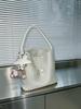 Pearl White Hand-Woven Tote Bag - Large Capacity Commuter Shoulder Bag for Women, Relaxed Feel, Elegant Design