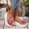 Fashion Ladies Shoes 2025 Hot Sale Open Toe Women's Slippers Fashion Floral Outdoor Casual Summer Best Seller Plus Size Wedge Slippers