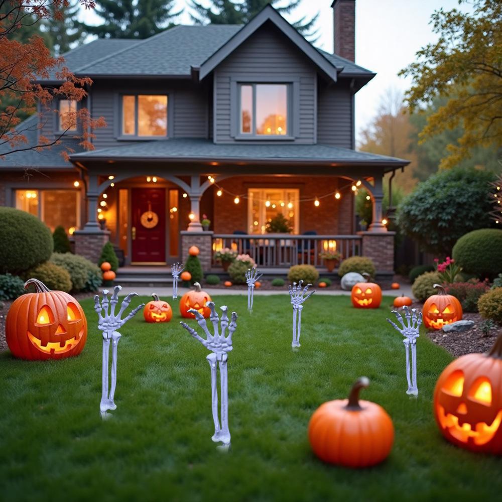 Realistic Skeleton Stakes Halloween Decorations Outdoor for Lawn Garden Zombie Hands and Skull Set for Outdoor Yard Graveyard Scene