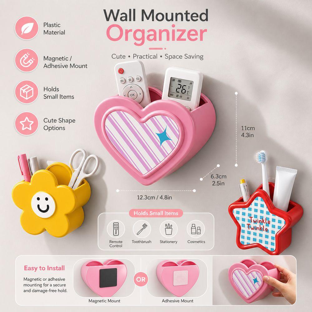 Adhesive Remote Control Storage Box Magnetic Wall Mounted Storage Holder  Entryway Storage