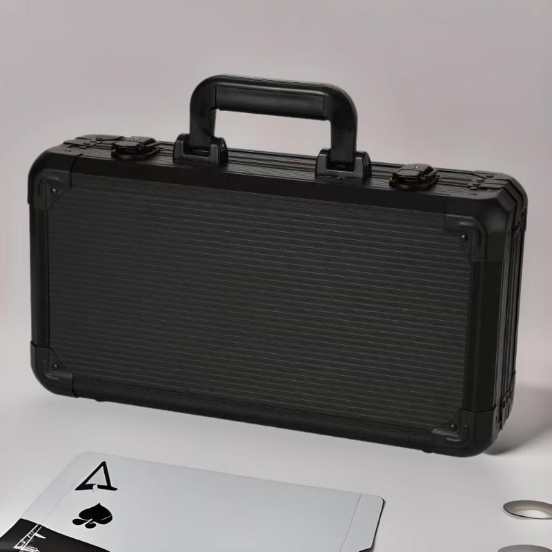 Aluminum Alloy Pure Black K-Type Chip Case with EVA Grid and Dice Storage