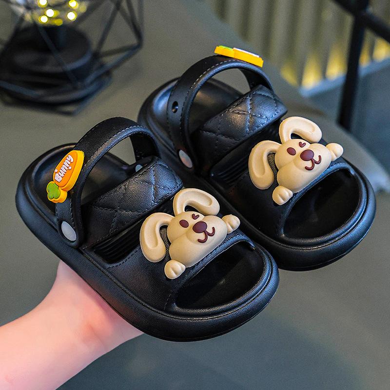 

New Children EVA Cute two-way sandals and slippers for summer, soft-soled, non-slip, for girls, baby princess shoes 24-25Inner Length16.5cm чёрный
