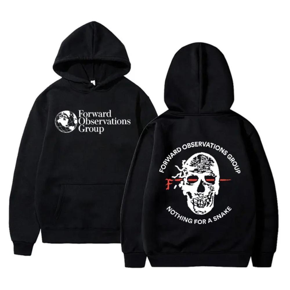 Forward Observations Group Nothing for A Snake FOG Pattern Hoodies Men's and Women's Gothic Skull Retro Hoodies Street