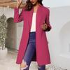 Fashionable Women's Coat Trend Plus Size Tweed Long Suit Jacket Stylish And Elegant Solid Color Coat