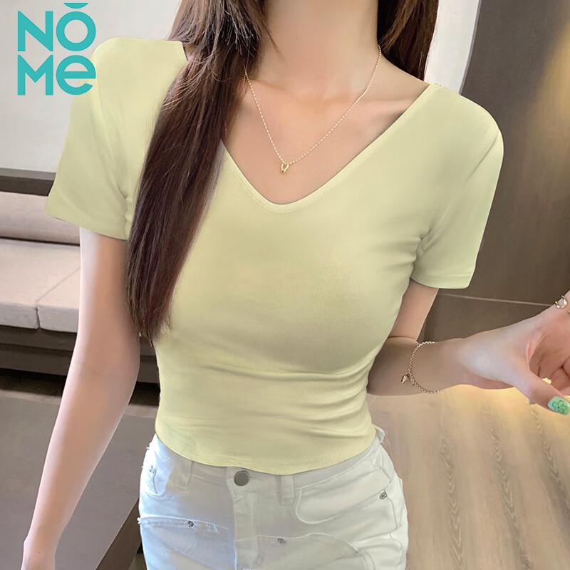 NOMe Women's Slim Fit Convertible V-Neck Short Sleeve Crop Top