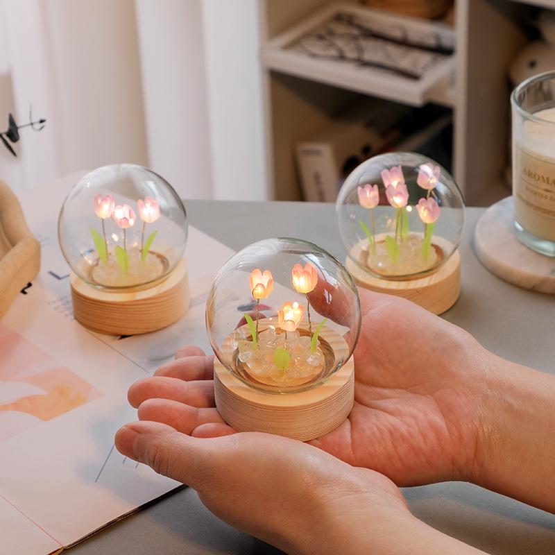 Tulip Mini Lampshade DIY Kit: Handmade Flower Lantern Night Light Gift for Girls