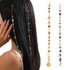 Bohemian Strand Haar Dekor 2 Stück Lange Quaste Geflochtene Kette mit Clips, Farbige Boho Stil Clips Sonne Mond Anhänger, Schmuck Zubehör für Party