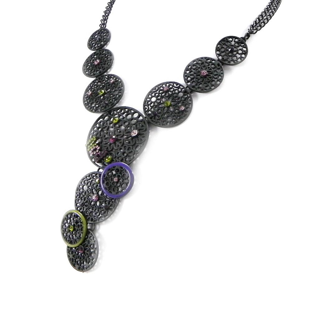 NOA [I2209] - Designer Necklace 'Carmen' Green Purple
