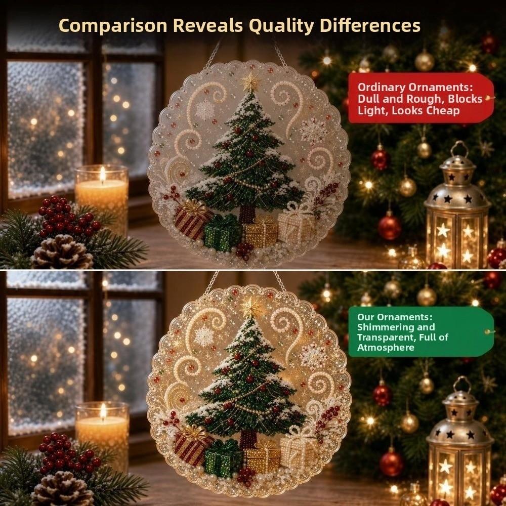 2D Flat Acrylic DIY  Painting Pendant Round Santa Beaded Sun Catcher  Holiday Party