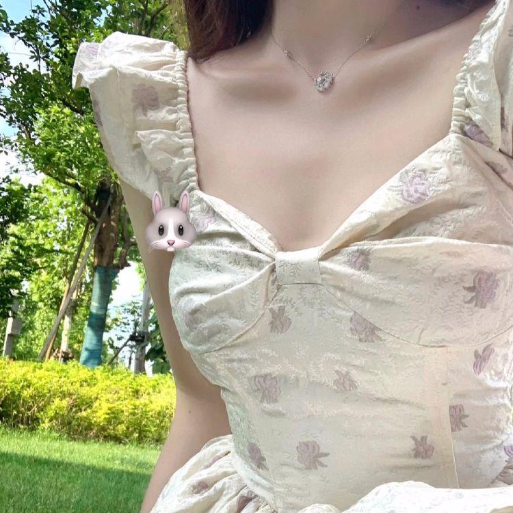French Sweet Hot Girl Puff Sleeve Floral Summer Dress