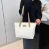 Elegant Black White Brown Khaki Pu Tote Bag For Women Modern Urban Fashion Style