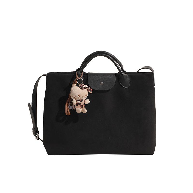 

Large capacity retro portable tote bag women s new high-end shoulder messenger commuter bag without pendant чёрный