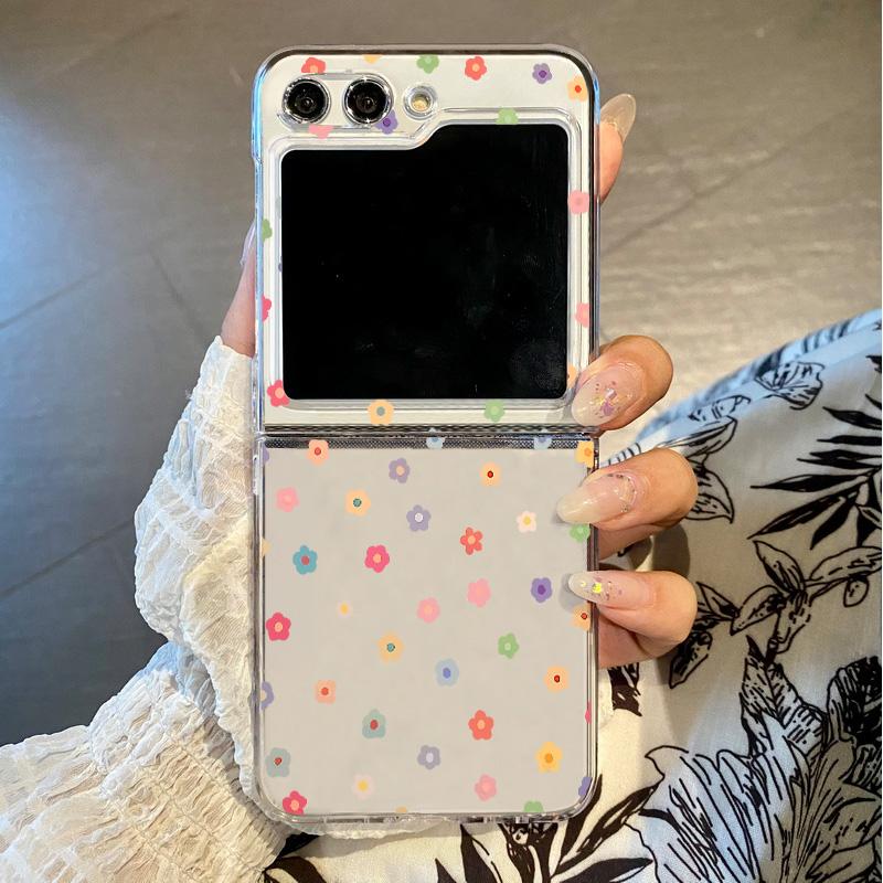 Little Love Heart Transparent Case For Samsung Galaxy Z Flip6 Flip5 Flip4 Folding Hard Phone Cover For Samsung Z Flip 6 5 4 3 5G