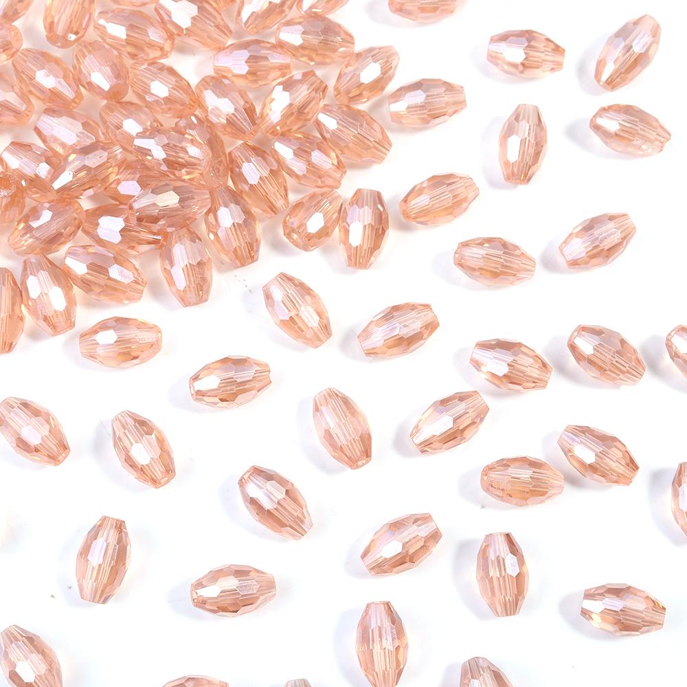 50pcs/lot 6x8mm Multicolor Oval Crystal Beads Faceted Loose Spacer Glass Rice Beads For DIY Charm Bracelet Earrings Accessories