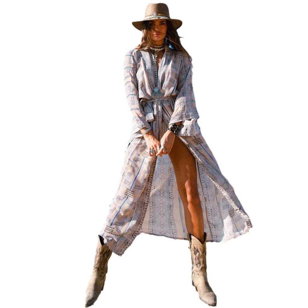 Viskos Geometriskt Tryck Lös Strandkofta Bikiniöverdel Baddräkt Ytterkläder