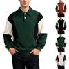 Men's Sweatshirts Patchwork Color Long Sleeve Lapel Collar Sweatshirts Casual Loose Lightweight Fashion Sweatshirts