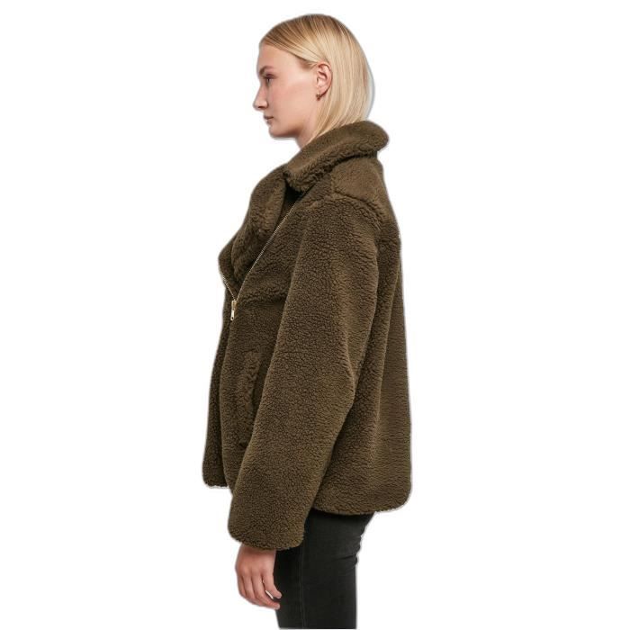 Veste Motard Sherpa Femme Urban Classics - Olive - XL - Manches Longues - Non Respirant - Non Imperméable