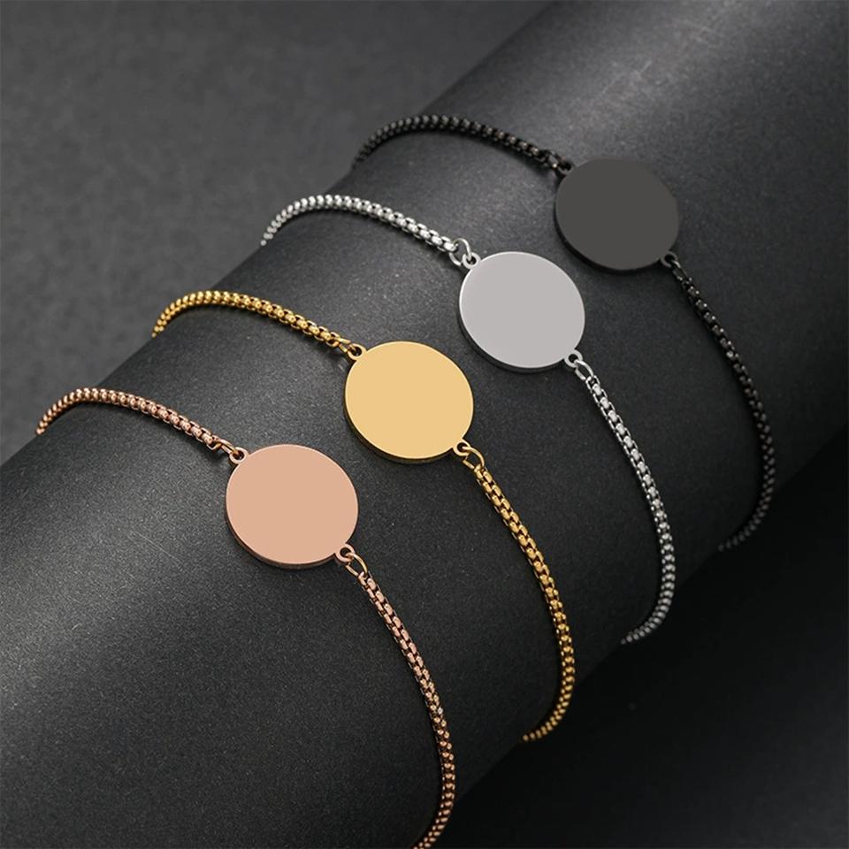 10 fashionable stainless steel circular blanket labels, couple friendship mirror pendants, adjustable bracelets, jewelry gifts