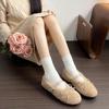 Winter New Flat Shoes Women's Fashion Round Head Shallow Mouth Butterfly Rivets Soft Sole Non-slip Low Top Shoes