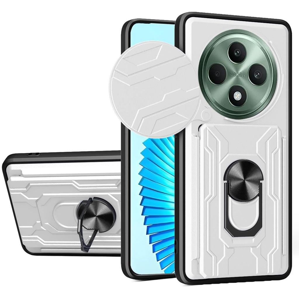 Kickstand Case For OPPO Reno 12F 12FS 5G Reno12 F FS Cover Card Pocket Ring Stand Holder Fundas Coque Capa