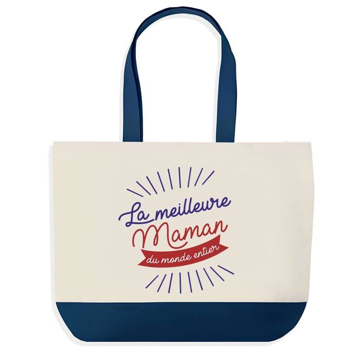 Sac shopping - PLANETEE - Maman Meilleure du Monde - Coton 40x45 cm - Grand format - Fabriqué en France