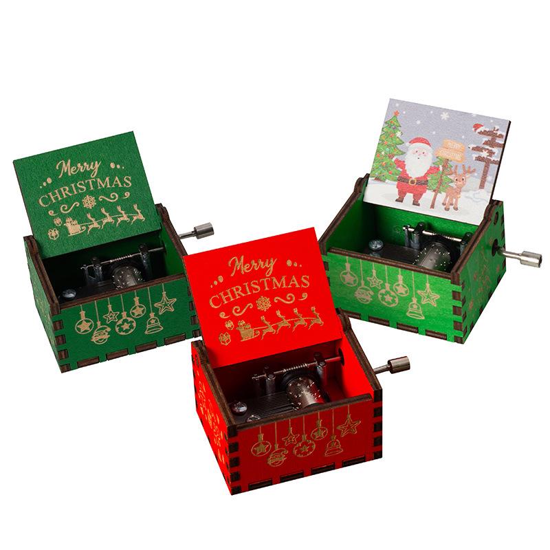 Wooden Hand-Cranked Christmas Music Box Ornament