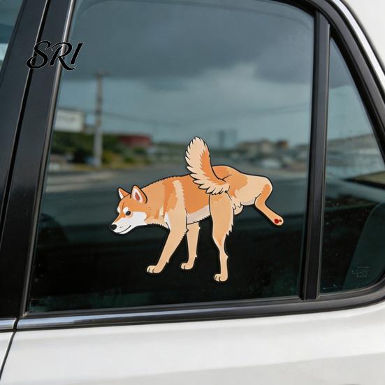 Wear-resistant Car Decal Dog Peeing Stickers Cute Animal Sticker Waterproof PVC Shape for Cars Trucks Windows Walls Laptops Funny