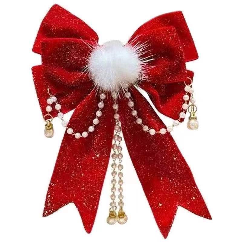 Εορταστικά Κόκκινα Αξεσουάρ Μαλλιών Πρωτοχρονιάς: Κορδέλες, Φιόγκοι, Φουρκέτες, Στολίδια Μαλλιών & Φουρκέτες με Φούντες για Κορίτσια