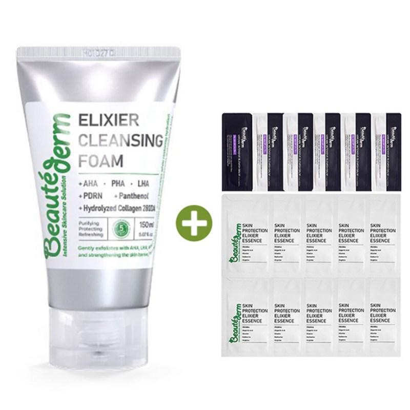 Beaute Derm Elixir Cleansing Foam 150ml + 35ml Best Sample, Moisturizing Cleanser, Gentle Moisturizing Exfoliation, 1 Set