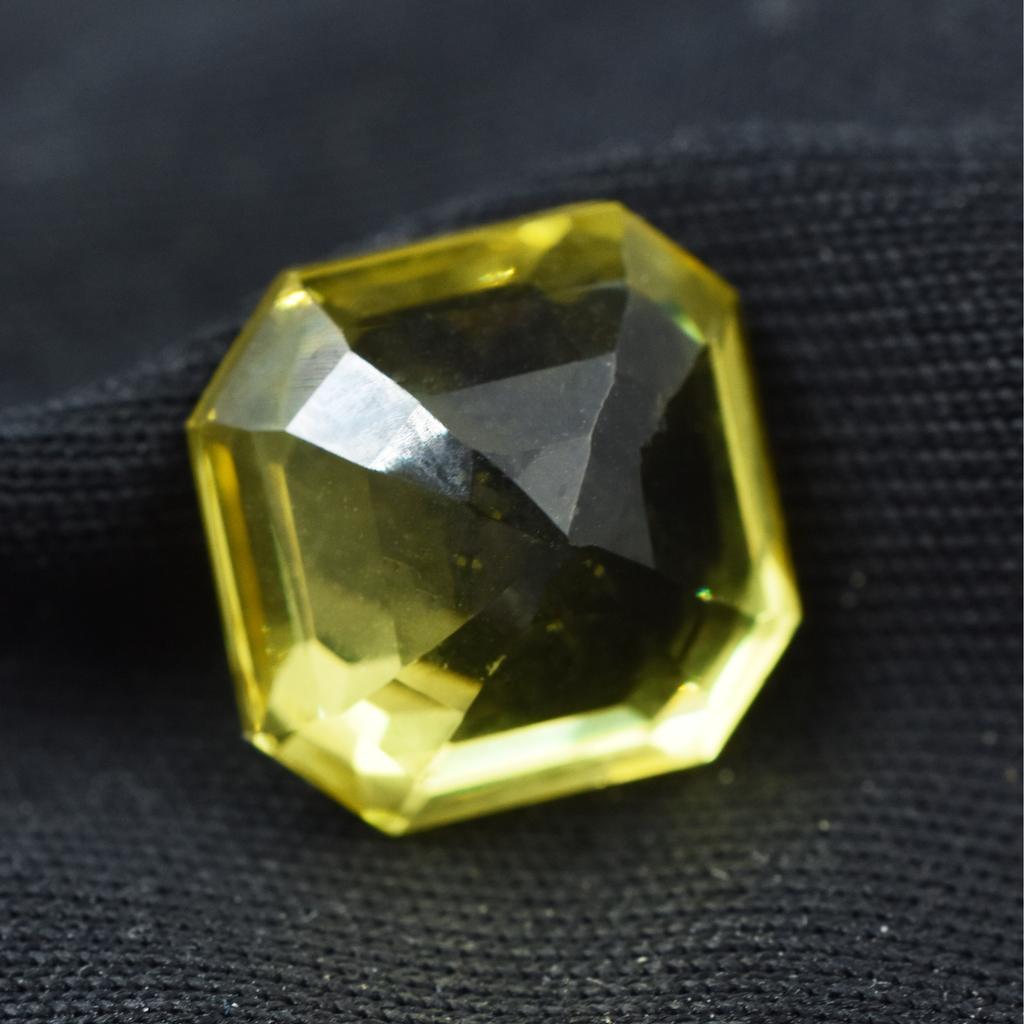 Natural Yellow Sapphire Loose Gemstone Square Shape 10.35 Ct September Birthstone for Jewelry Making