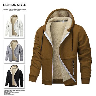 Autumn/Winter New Arrivals: Shearling-Lined Thickened Cardigan Hooded Casual Men's Sweatshirt