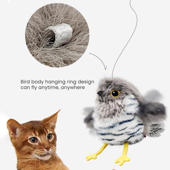 Automatic Flapping Birds Cat Toy Interactive Cat Teaser with 3 Wing Modes Chirping Sounds Self-Play Exercise Toy for Indoor Cats