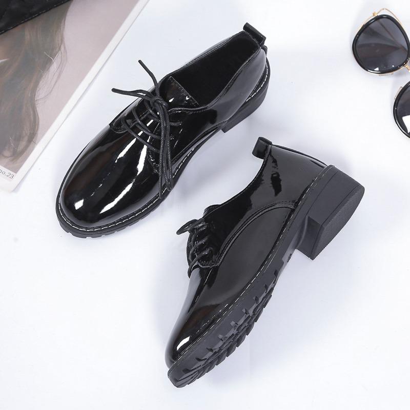 

Модная женская обувь на толстом каблуке, весенняя новинка, с круглым носком, глубоким вырезом, шнуровкой спереди, мягкой подошвой, противоскользящая, износостойкая, низкая 40