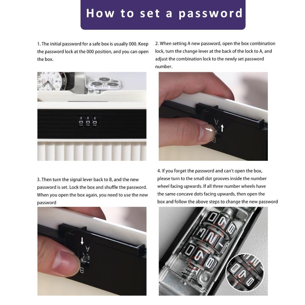 Household Lockable Password Lock Safe Box Large Capacity Two Layers Storage Bin Thickened Portable Lockbox for Home Office