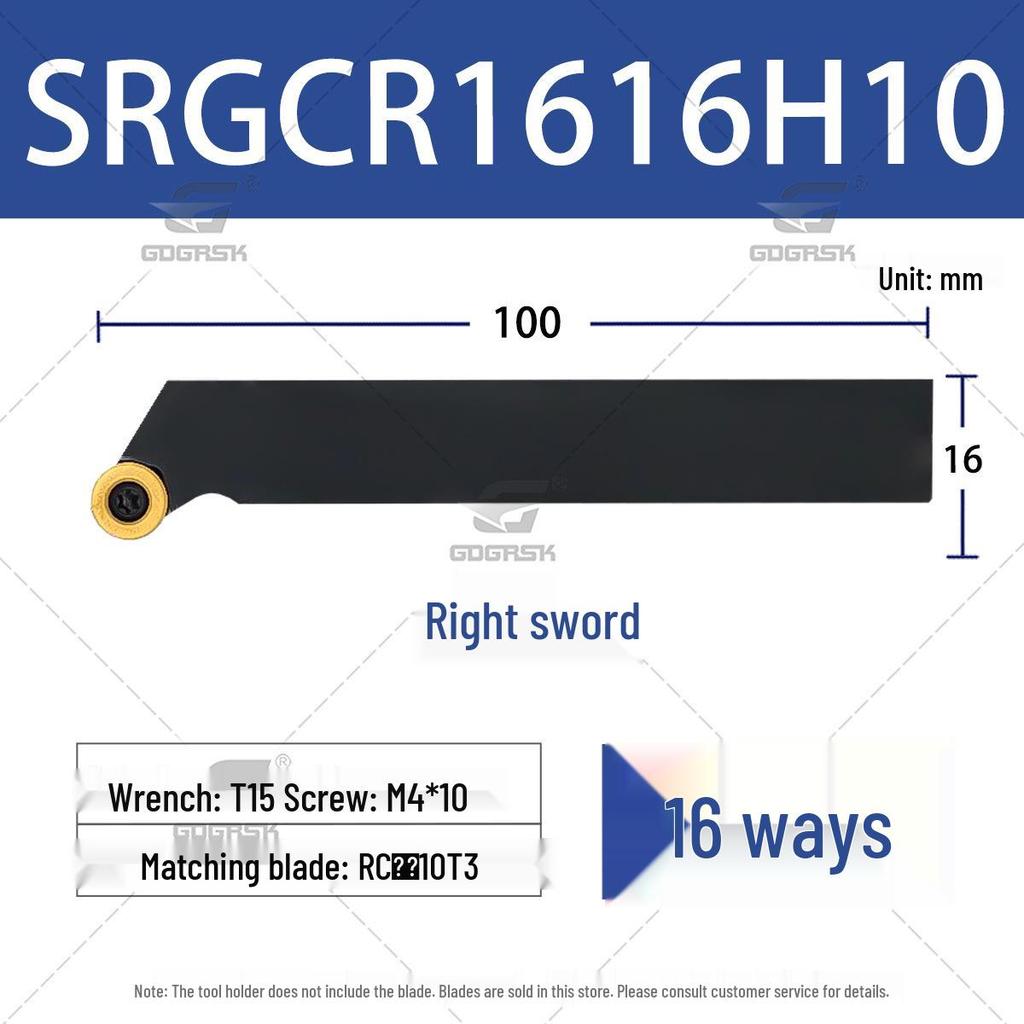CNC Lathe Tool Holder for External Threading with Round Insert, Models SRGCR1616H06 & SRGCL2525M08