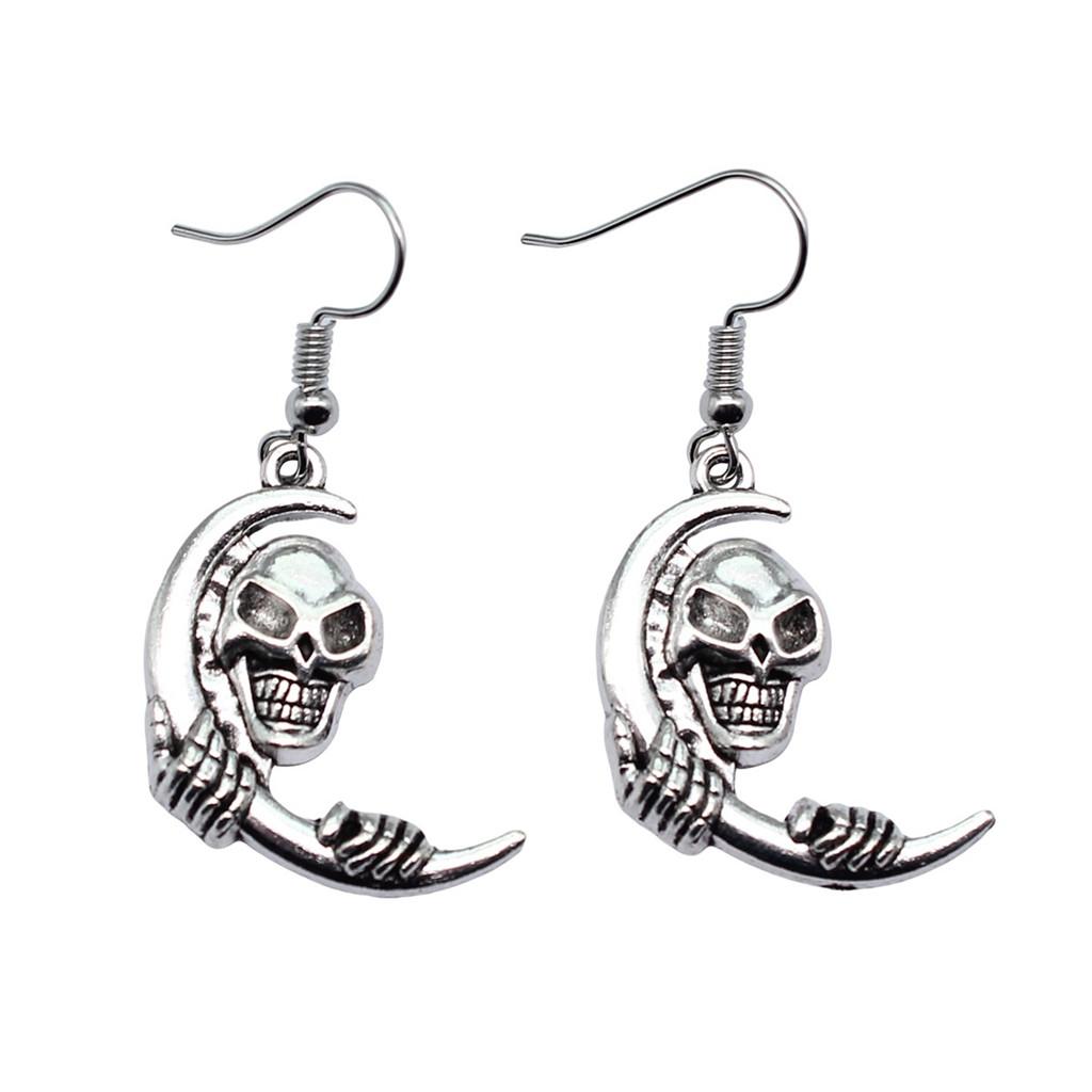 Halloween Charm Dangle Earrings Gothic Crescent Drop Earrings Dark Witchy Occult Jewelry